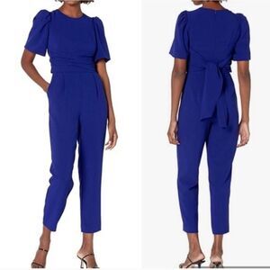 Eliza J. Royal Blue Jumpsuit Puffer Sleeves Size 6